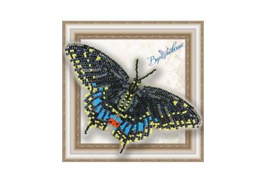  BGP-003 3D Бабочка Черный Махаон. Набор для вышивки бисером ТМ Вдохновение