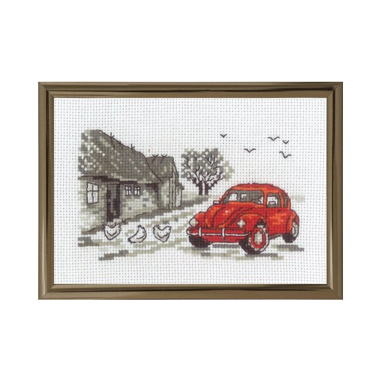 13-1391 Красный автомобиль (Red car. Набор для вышивания крестом PERMIN - 1