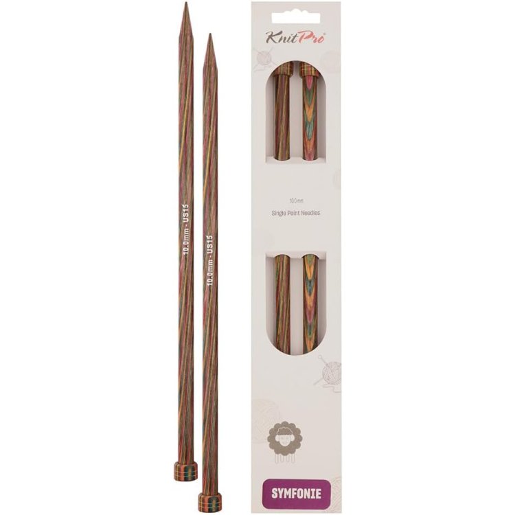 20212 Спицы прямые Symfonie Wood KnitPro, 25 см, 10.00 мм - 1