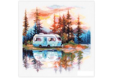 70-11  Захід сонця на озері. Набір для вишивки хрестом Magic Needle