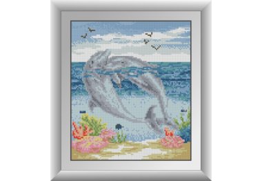 алмазна вишивка 30718 Пара дельфінів. Набір для малювання камінням Dreamart