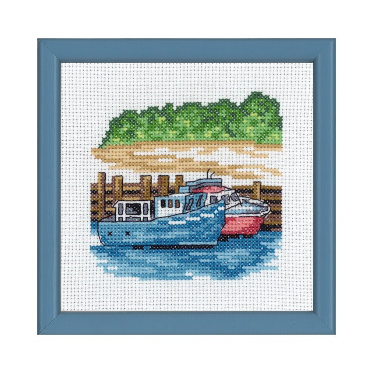 13-8117 Синие Лодки (Blue boats. Набор для вышивания крестом PERMIN - 1 13-8117 Синие Лодки (Blue boats. Набор для вышивания крестом PERMIN - 1