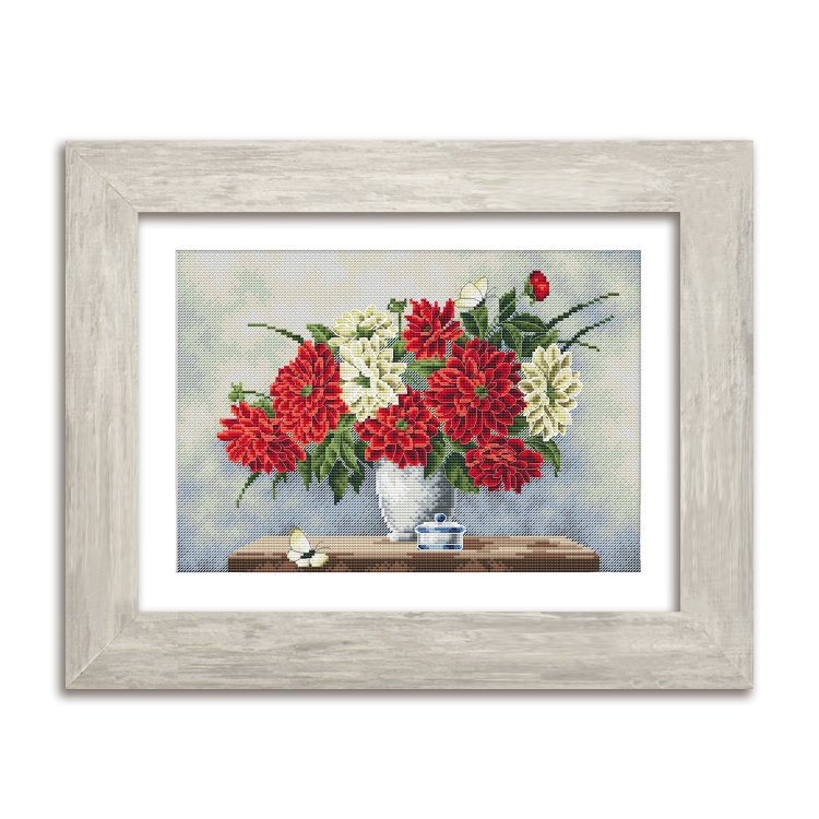 N088 Жоржини. Набір для вишивки хрестом Кольорова - 1