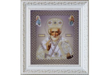  Набір для вишивки бісером Ікона св. Миколи Чудотворця (срібло) P-269 ТМ Картини бісером