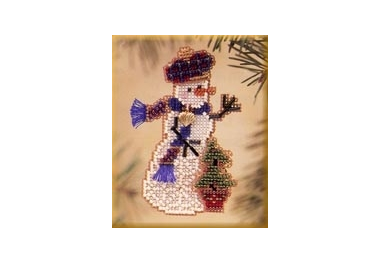 вышивка гладью MHSC40 Снеговик с елкой. Набор для вышивки в смешанной технике Mill Hill