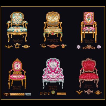 3068.05 Six Chairs Black Aida. Набір для вишивки хрестом Thea Gouverneur - 1