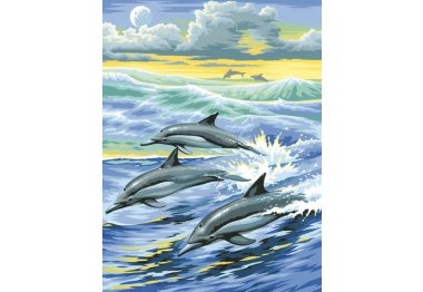  dm-043 "Семья дельфинов". Набор для изготовления картины стразами
