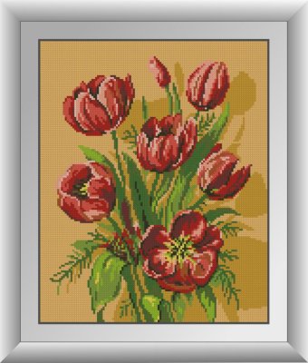 30885 Красные тюльпаны. Набор для рисования камнями - 1