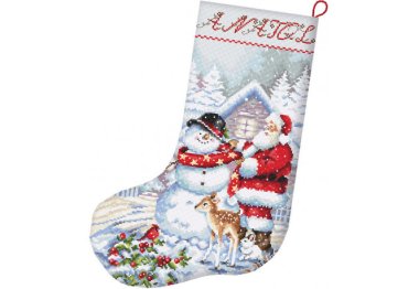  Набір для вишивки хрестиком L8016 Snowman and Santa Stocking. Letistitch