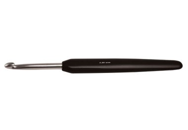  Крючок алюминиевый с черной ручкой (серебряный наконечник) KnitPro