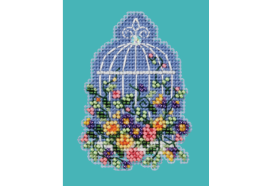 вышивка гладью MH182416 Цветочная птица клетка. Набор для вышивки в смешанной технике Mill Hill