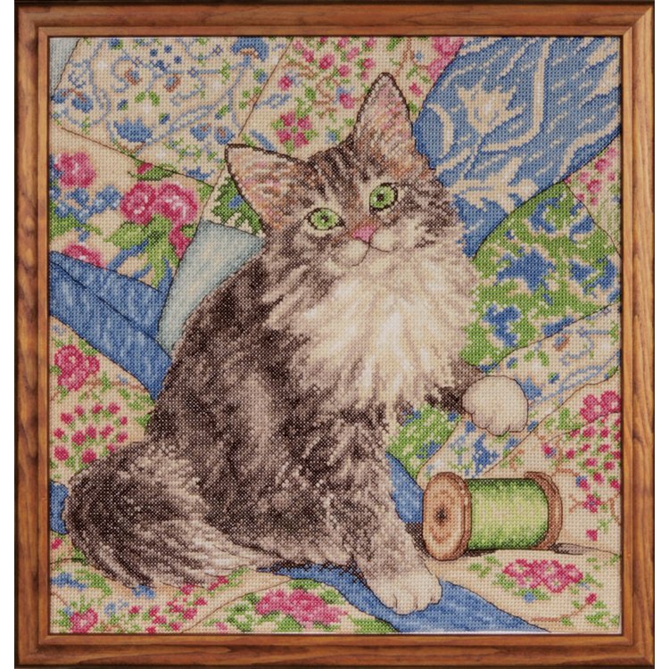 Кішка на ковдрі. Набір для вишивки хрестиком Design Works арт. dw2843 - 1