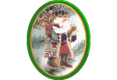 вишивка гладдю MHNS2 Санта з падубом. Набір для вишивки в змішаній техниці Mill Hill