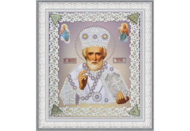  Набір для вишивки бісером Ікона Святителя Чудотворця (срібло) ажур Р-370 ТМ Картини бісером