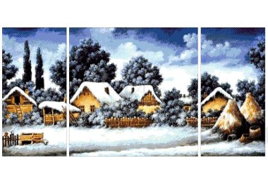 наборы для вышивания бисером 35-5550-НЗТ Зимушка в деревне (триптих). Набор Для вышивки бисером ТМ Токарева А.