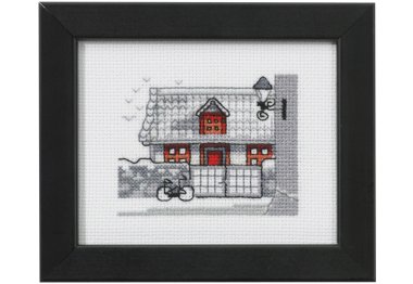  14-0138 Дом с красной дверью. Набор для вышивания крестом PERMIN
