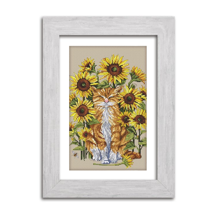 N063 Кот в подсолнухах. Набор для вышивки крестом Кольорова - 1