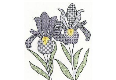  XBW5 Набор для вышивания крестом Blackwork Irises "Ирисы" Bothy Threads