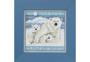 вышивка гладью MH144305 Полярные медведи. Набор для вышивки в смешанной технике Mill Hill