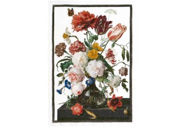  785 Still Life with Flowers in a glass Vase. 1650-1683. Jan Davidsz. De Heem Linen. Набор для вышивки крестом Thea Gouverneur