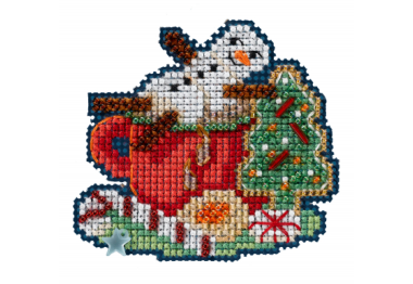 вышивка гладью MH182231 Зефирный снеговик. Набор для вышивки в смешанной технике Mill Hill