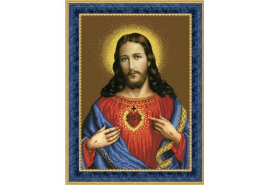  ТО-077 Ікона Відкрите Серце Ісуса. Схема для вишивки бісером (габардин) ТМ Барвиста Вишиванка