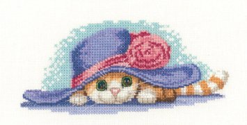 H1238 Котик в капелюсі. Набір для вишивки хрестиком Heritage Crafts - 1