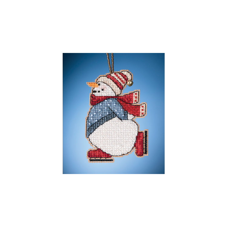 MH162133 Сніговик на ковзанах. Набір для вишивки в змішаній техниці Mill Hill - 1