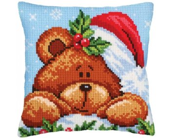5240 Christmas with a teddy bear. Набор для вышивки крестом Collection D'Art - 1