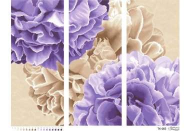  ТК-083 Триптих Розкішні бежево-фіолетові півонії. Схема для вишивки бісером (габардин) ТМ Барвиста Вишиванка