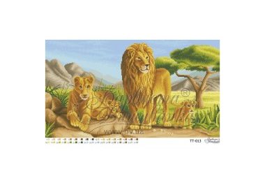  ТТ-013 Сімейство левів. Схема для вишивки бісером (габардин) ТМ Барвиста Вишиванка