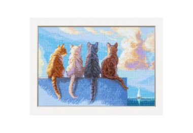 A1034 Коти біля моря. Набір для вишивки хрестиком AINE A1034 Коти біля моря. Набір для вишивки хрестиком AINE