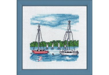  13-8119 Белые лодки (White boat. Набор для вышивания крестом PERMIN