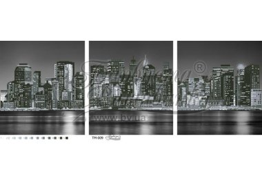  ТМ-009 Триптих "Місто, яке ніколи не спить" (чорно-біле). Схема для вишивки бісером (габардин) ТМ Барвиста Вишиванка