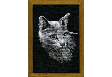  0764 Сірий кіт. Набір для вишивки хрестиком Ріоліс
