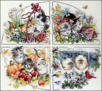 4604 Пори року. Кошенята. Набір для вишивки хрестиком Classic Design - 1 4604 Пори року. Кошенята. Набір для вишивки хрестиком Classic Design - 1
