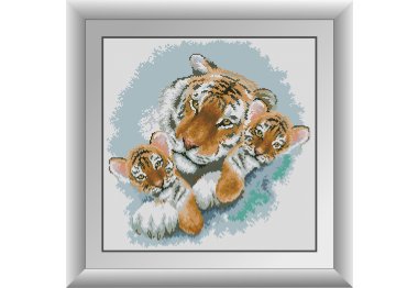 алмазная вышивка 30841 Семья тигров. Набор для рисования камнями Dreamart