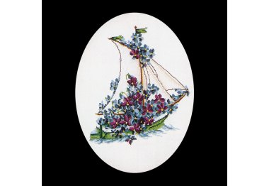  927 Poetry Yacht-Flowers Linen. Набор для вышивки крестом Thea Gouverneur