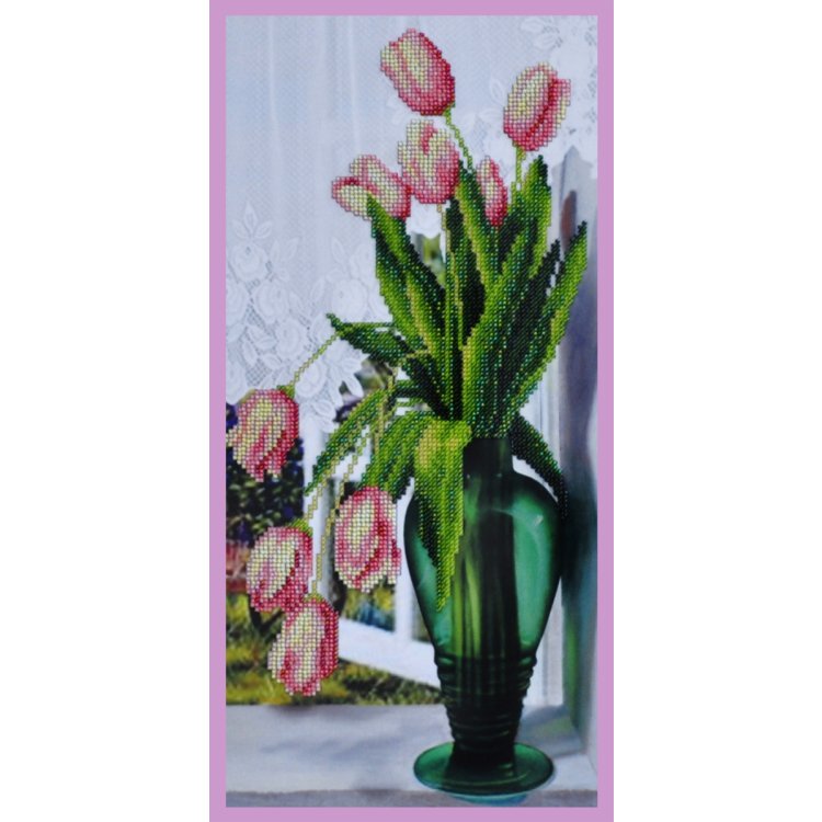 Набор для вышивки бисером _x000D_Тюльпаны на окне P-242 ТМ Картины бисером - 1