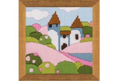 вишивка гладдю 1572 Рожевий сад. Набір для вишивки вертикальний стібок Riolis