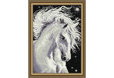 алмазная вышивка AT3016 Лошадь белая. Набор алмазной техники