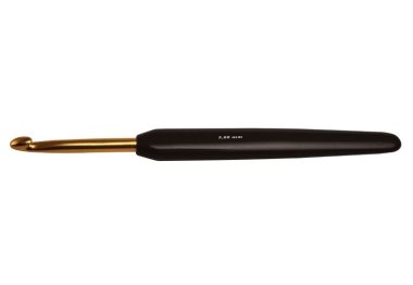  Гачок алюмінієвий з чорною ручкою (золотий наконечник) KnitPro