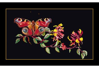  439.05 Butterfly-Honeysuckle Black Aida. Набор для вышивки крестом Thea Gouverneur