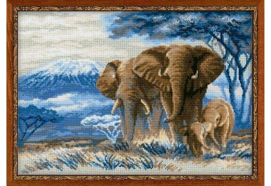  1144 Слони в савані. Набір для вишивки хрестиком Ріоліс