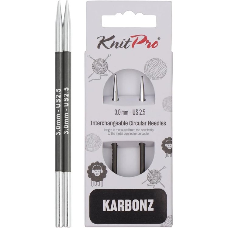 41321 Спиці знімні короткі Karbonz KnitPro 3.00 мм - 1 41321 Спиці знімні короткі Karbonz KnitPro 3.00 мм - 1