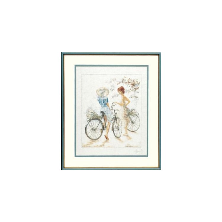 PN-0007949 Девушки на велосипедах. Набор для вышивки крестом Lanarte - 1