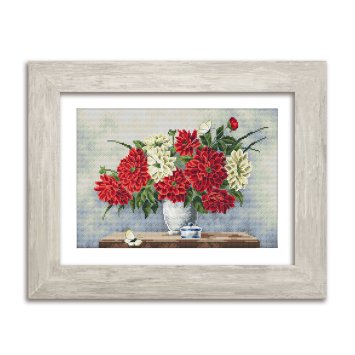 N088 Жоржини. Набір для вишивки хрестом Кольорова - 1