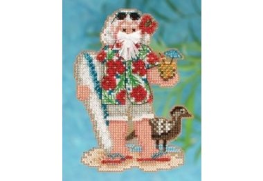 вышивка гладью MH202301 Гавайский Санта. Набор для вышивки в смешанной технике Mill Hill