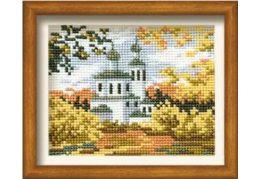  0631 Осенний пейзаж с церковью. Набор для вышивки крестом Риолис