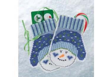 вышивка гладью MH191831 Рукавицы Снеговик. Набор для вышивки в смешанной технике Mill Hill
